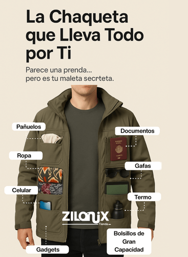 ChaquetaMaleta™ | La Chaqueta que Lleva Todo por Ti - ZILONIX COLOMBIA