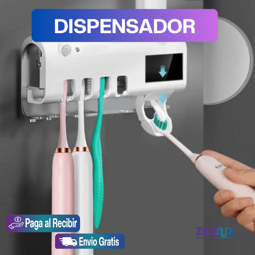 Dispensador de crema dental con soporte esterilizador de cepillos - ZILONIX COLOMBIA